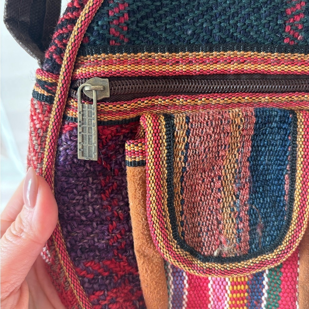 Boho Round Crossbody Bag in Red and Black - Picture 10 of 12